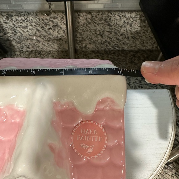 New Ceramic Peppermint & Pine Pink Christmas House Cookie Jar Canister Gift - Picture 7 of 8